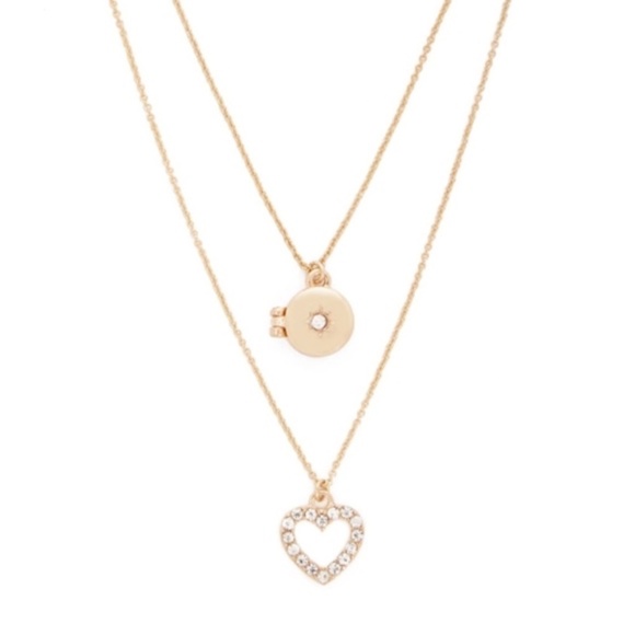 New Heart Charm Necklace Set Gold - Picture 1 of 13